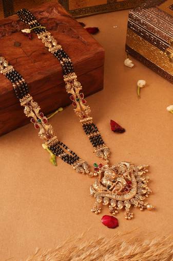 Multicolour krishna motif necklace