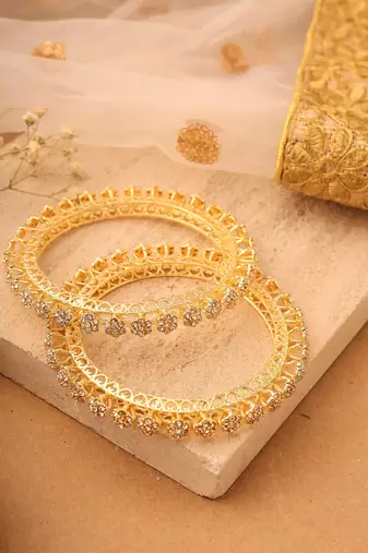 Gold stone alloy bangles
