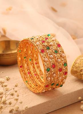 Gold studded jewellery alloy bangles 2