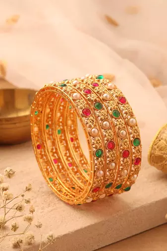Gold studded jewellery alloy bangles
