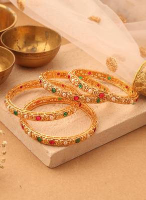 Gold studded jewellery alloy bangles 3