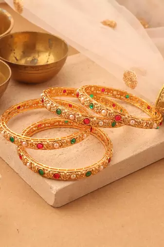 Gold studded jewellery alloy bangles