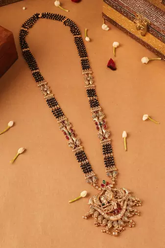 Multicolour krishna motif necklace