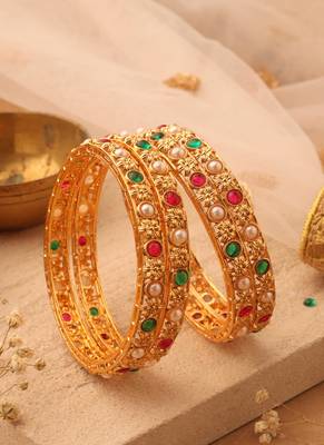 Gold studded jewellery alloy bangles 4
