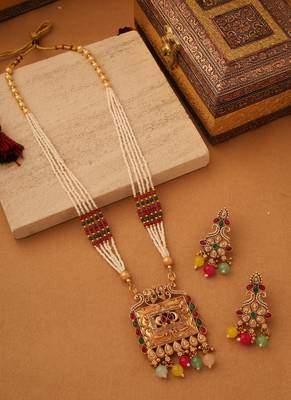 Long multicolour necklace set with earrings 2