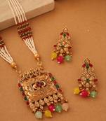 Long multicolour necklace set with earrings