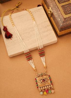 Long multicolour necklace set with earrings 3