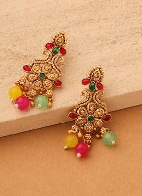 Long multicolour necklace set with earrings 4