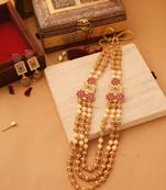 3 layered multicolour necklace set with earrings