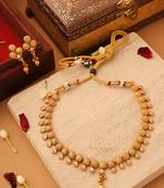 Gold round ball necklace set