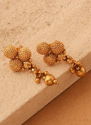 Gold round ball necklace set 4