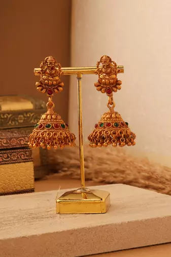 Exquisite Gold-Plated Temple Necklace Set with Goddess Motif | Traditional South Indian Jewellery