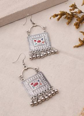 Oxidized Necklace Set with Meenakari Pendant for Navratri 2