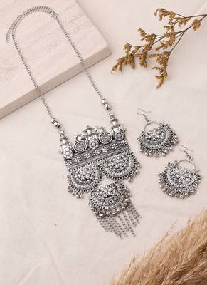 Statement oxidized necklace set with pendant for navratri 1