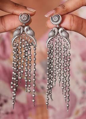 Oxidized Bird Motif Dangler Earrings 1