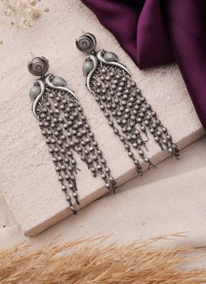 Oxidized Bird Motif Dangler Earrings 2
