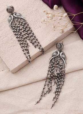 Oxidized Bird Motif Dangler Earrings 3