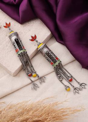 Oxidised Earrings with Meenakari Work 2