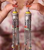 Oxidised Earrings with Meenakari Work