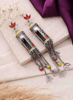 Oxidised Earrings with Meenakari Work 3