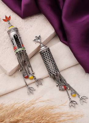 Oxidised Earrings with Meenakari Work 4