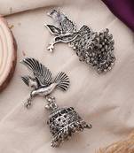 Bird Motif Oxidised Jhumki for Navratri