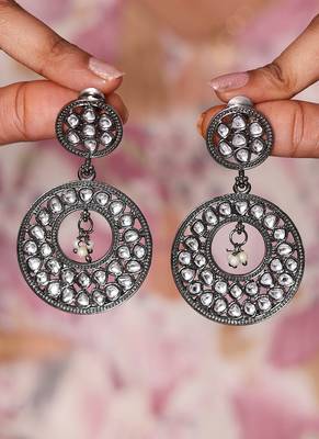 Silver studded jewellery alloy earrings 1