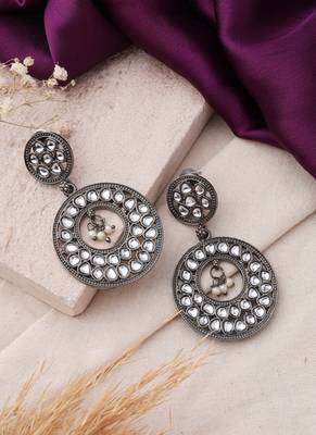 Silver studded jewellery alloy earrings 2