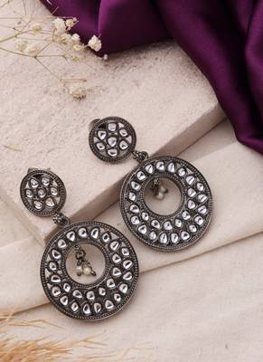 Silver studded jewellery alloy earrings 4