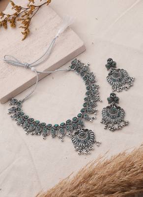 Silver studded jewellery alloy necklace sets 1