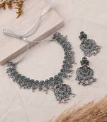 Silver studded jewellery alloy necklace sets