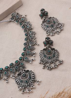 Silver studded jewellery alloy necklace sets 2