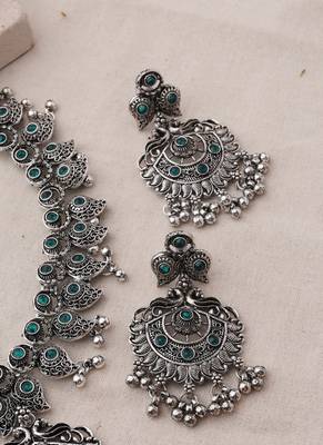 Silver studded jewellery alloy necklace sets 3