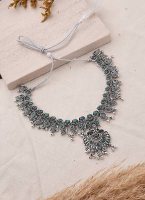 Silver studded jewellery alloy necklace sets 4