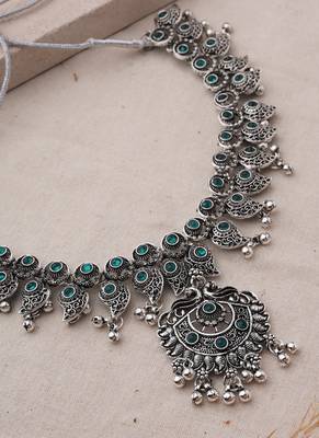Silver studded jewellery alloy necklace sets 5