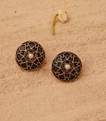 Gold Oxidized Stud Earrings