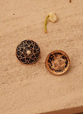 Gold Oxidized Stud Earrings 2