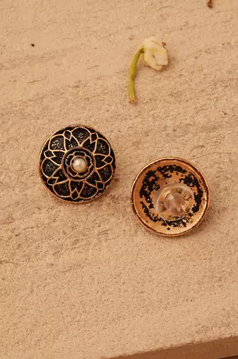 Gold Oxidized Stud Earrings