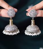 Intricate oxidized jhumki earrings