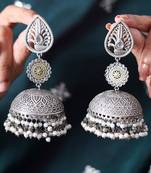 Statement oxidized jhumki earrings