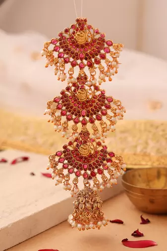 Gold studded jewellery alloy hair accessories