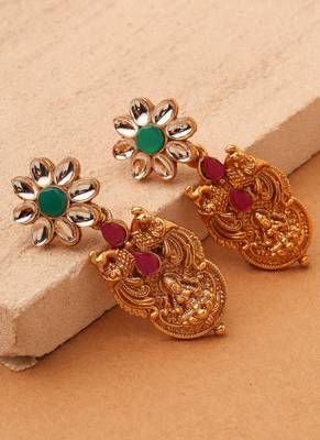 Divine Fusion: Gold-Plated Necklace with Peacock and Lakshmi Motifs 3