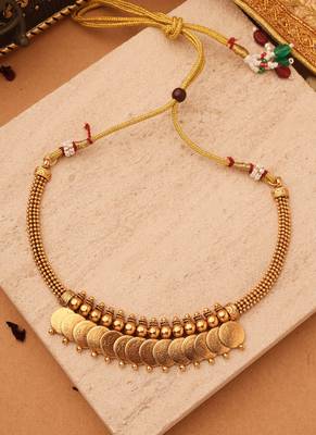 Divine Grace: Gold-Plated Lakshmi Coin Necklace Set with Matching Jhumki Earrings 4