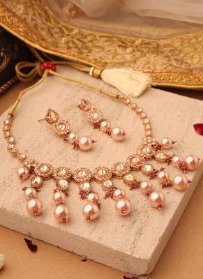 Golden Aura Circle Jhumki Necklace Set 1
