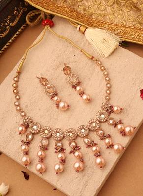 Golden Aura Circle Jhumki Necklace Set 2