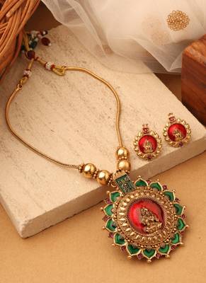 Sunlit Lakshmi Ruby Necklace Set" 1