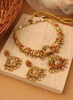 Floral Lakshmi Blossom Necklace Set" 1
