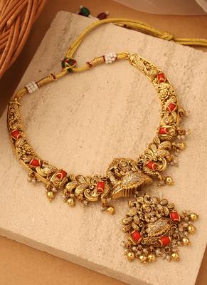 Floral Lakshmi Blossom Necklace Set" 3