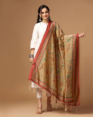 Digital print assam silk dupatta for women and girls to wear on gown chaniya choli kurti etc 1