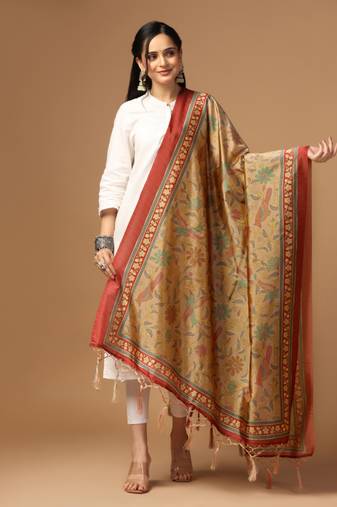 Digital print assam silk dupatta for women and girls to wear on gown chaniya choli kurti etc